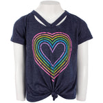 Short Sleeve Clavicle Tee With Neon Heart - Denny's