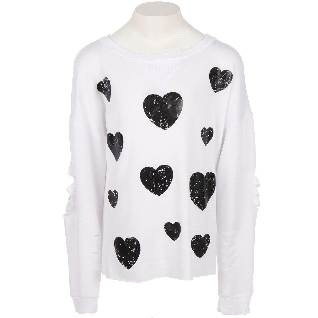 Long Sleeve Top with Cut Sleeves and with Hearts - Denny's