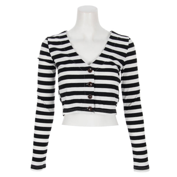 Long Sleeve Stripe Vneck - Denny's