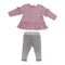Two Piece Set with Pink Ruffle Top & Grey Leggings - Denny's