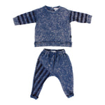 Blue Two Piece Set with Striped Arms - Denny's