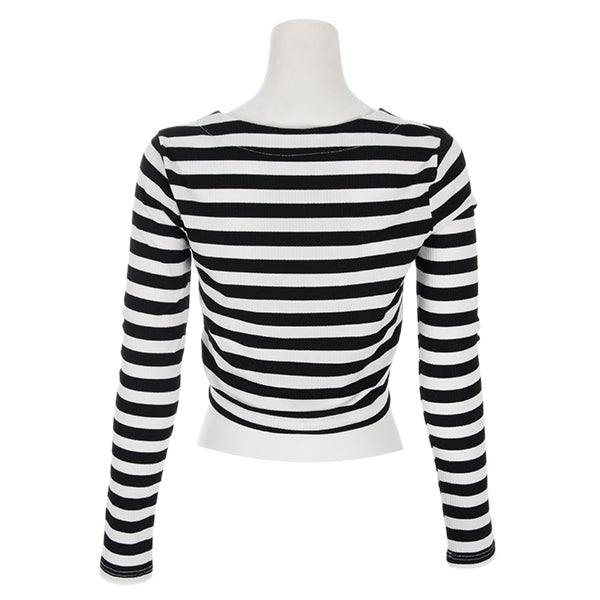 Long Sleeve Stripe Vneck - Denny's