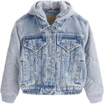 Piece Of Me Fleece Sleeve & Denim Hooded Jacket - Denny's