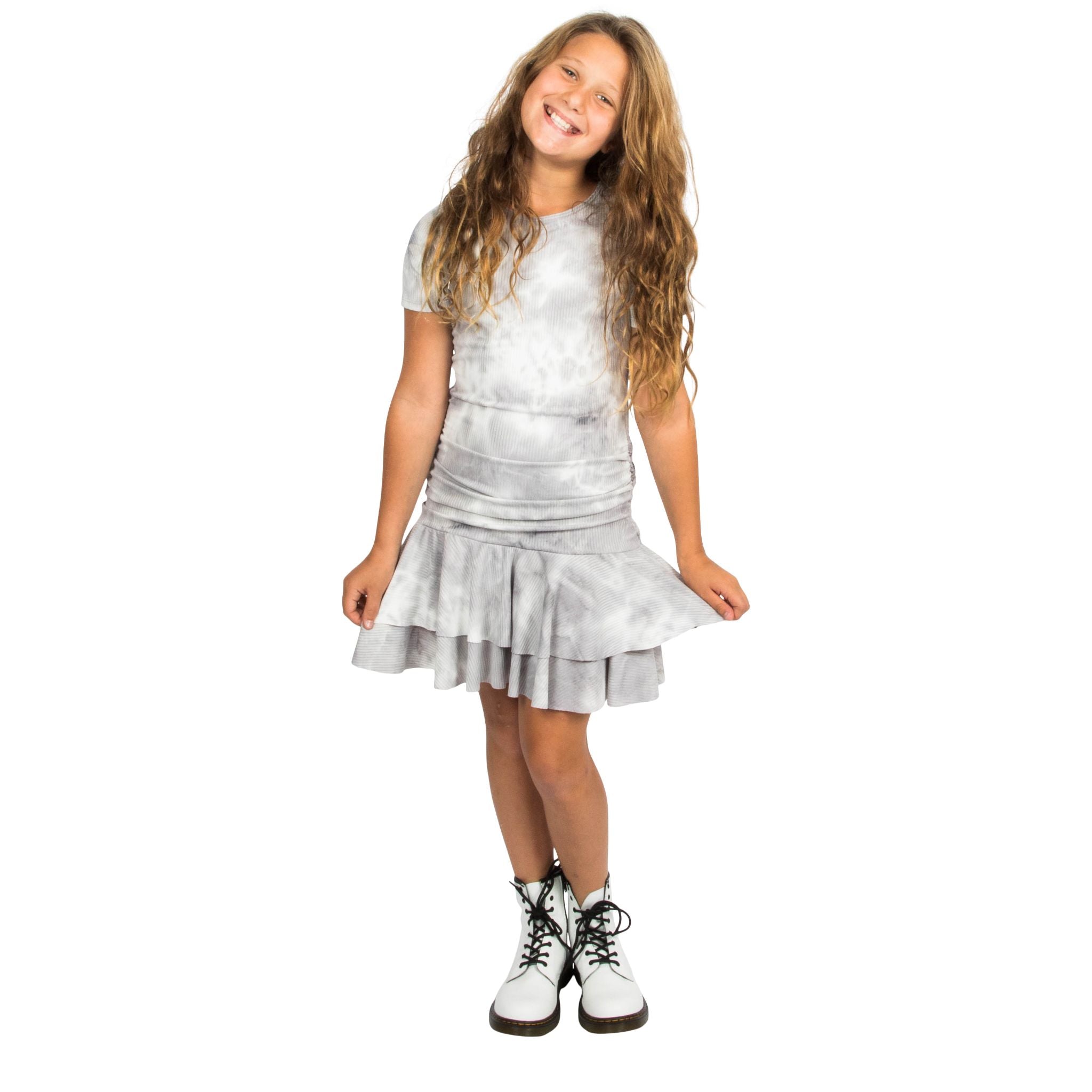 TIe Dye Short Sleeve Rouching Dress - Denny's