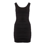 Mesh Overlay Shirred Dress - Denny's