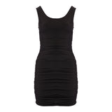 Mesh Overlay Shirred Dress - Denny's