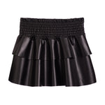 Faux Leather Smock Ruffle Skirt - Denny's