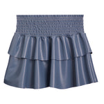 Faux Leather Smock Ruffle Skirt - Denny's