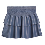 Faux Leather Smock Ruffle Skirt - Denny's