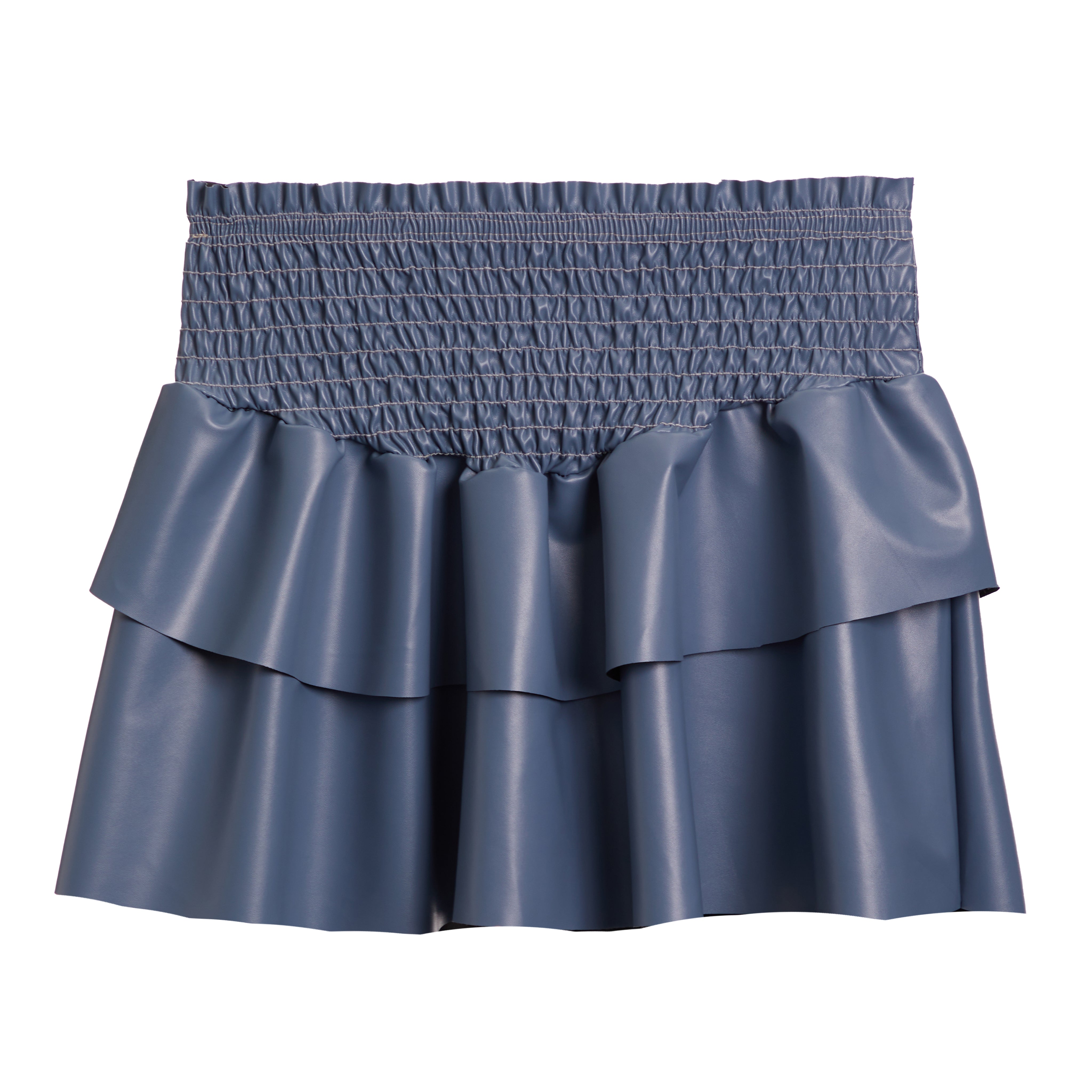 Faux Leather Smock Ruffle Skirt - Denny's