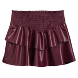 Faux Leather Smock Ruffle Skirt - Denny's
