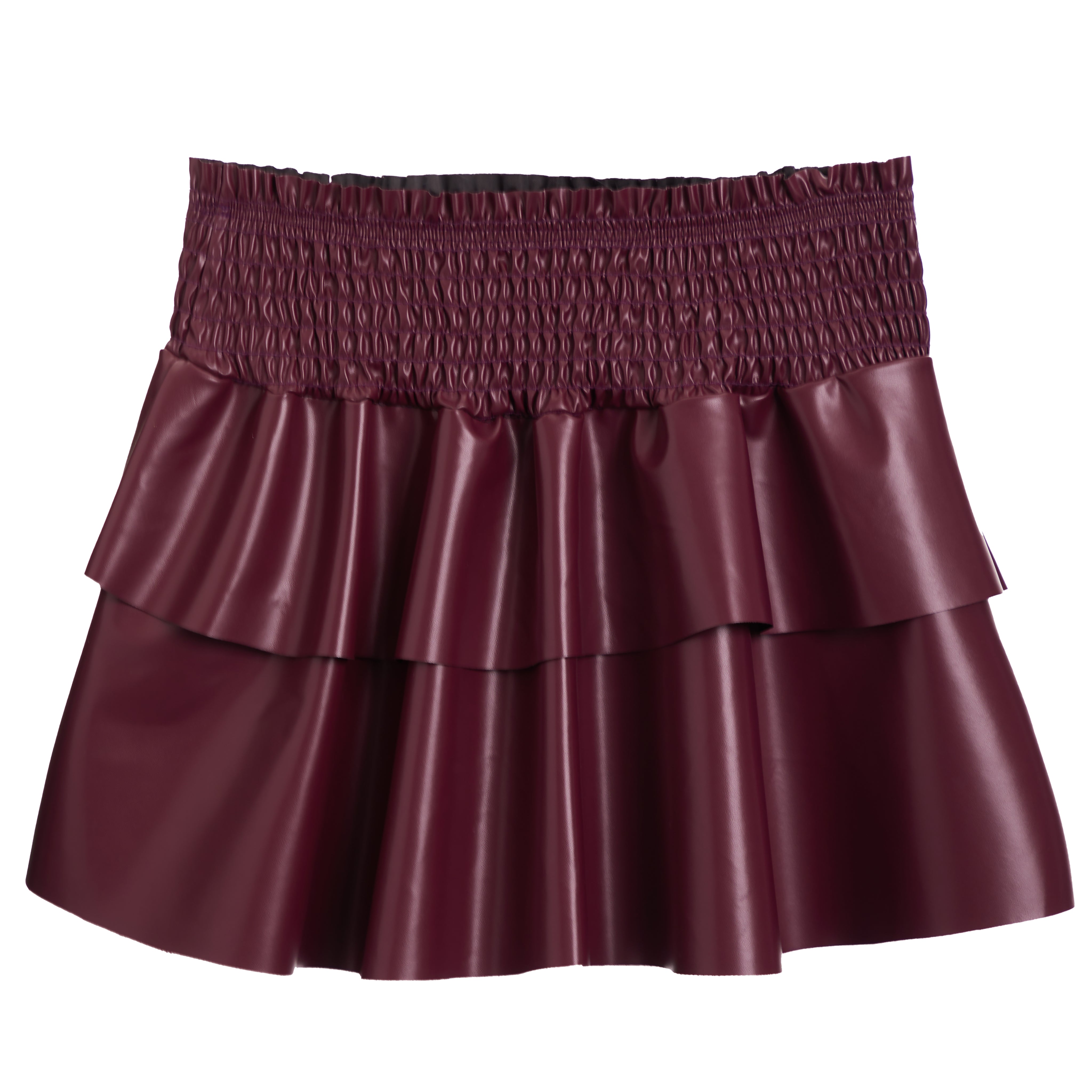 Faux Leather Smock Ruffle Skirt - Denny's
