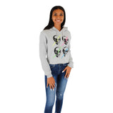 Fleece Crop Hoody with 4 Skulls & Lighting Bolts - Denny's