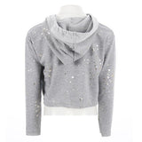 Cropped Heather Hooded Sweatshirt with Foil Star - Denny's