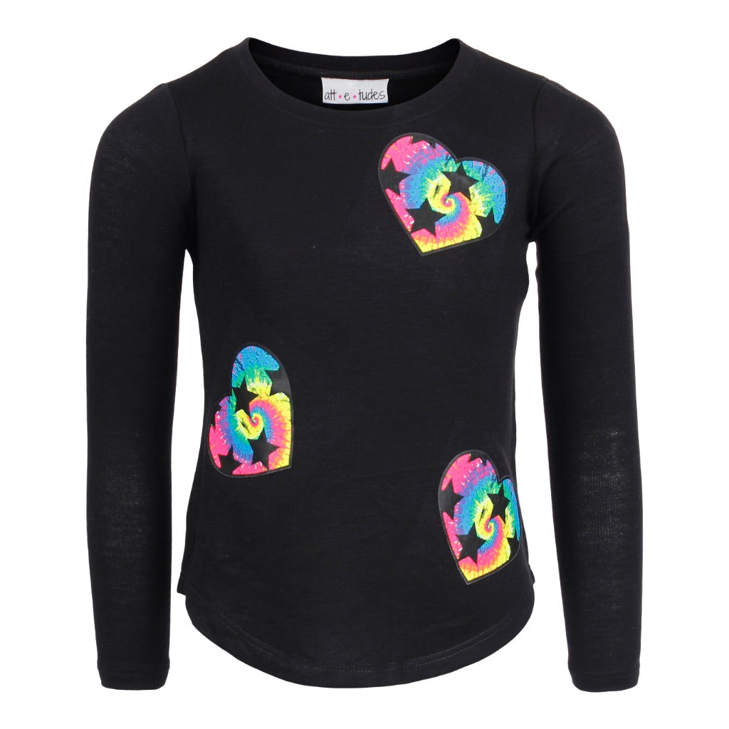 Long Sleeve Top with Heart Tie Dye Stars - Denny's