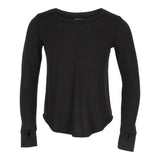 Long Sleeve Solid Top with Thumbholes - Denny's