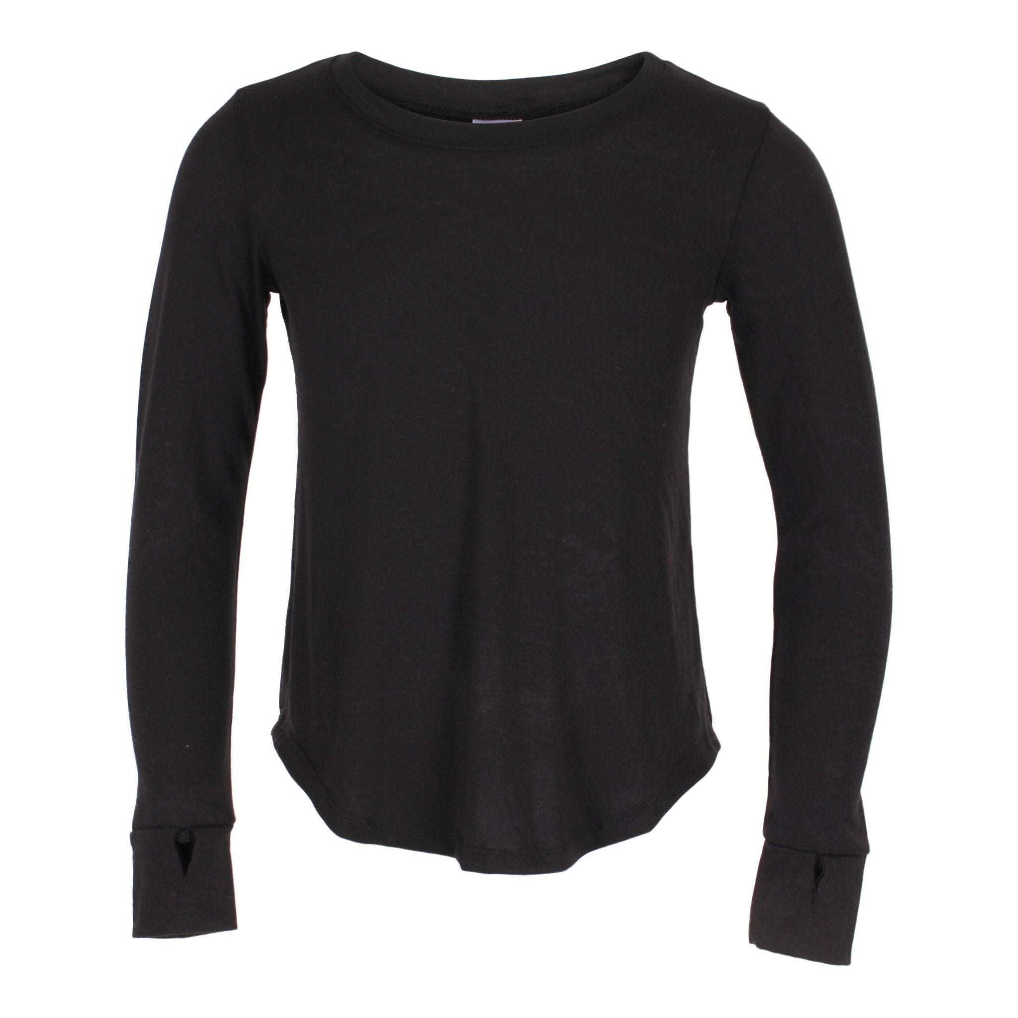 Long Sleeve Solid Top with Thumbholes - Denny's