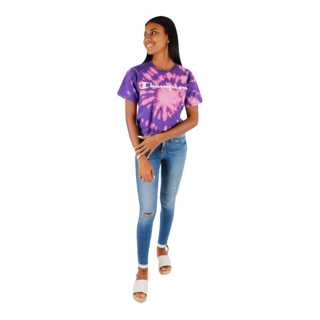 Short Sleeve Bleached Crop Tee with Logo - Denny's
