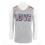 Short Sleeve Tee with Love and Striped Shoulders - Denny's