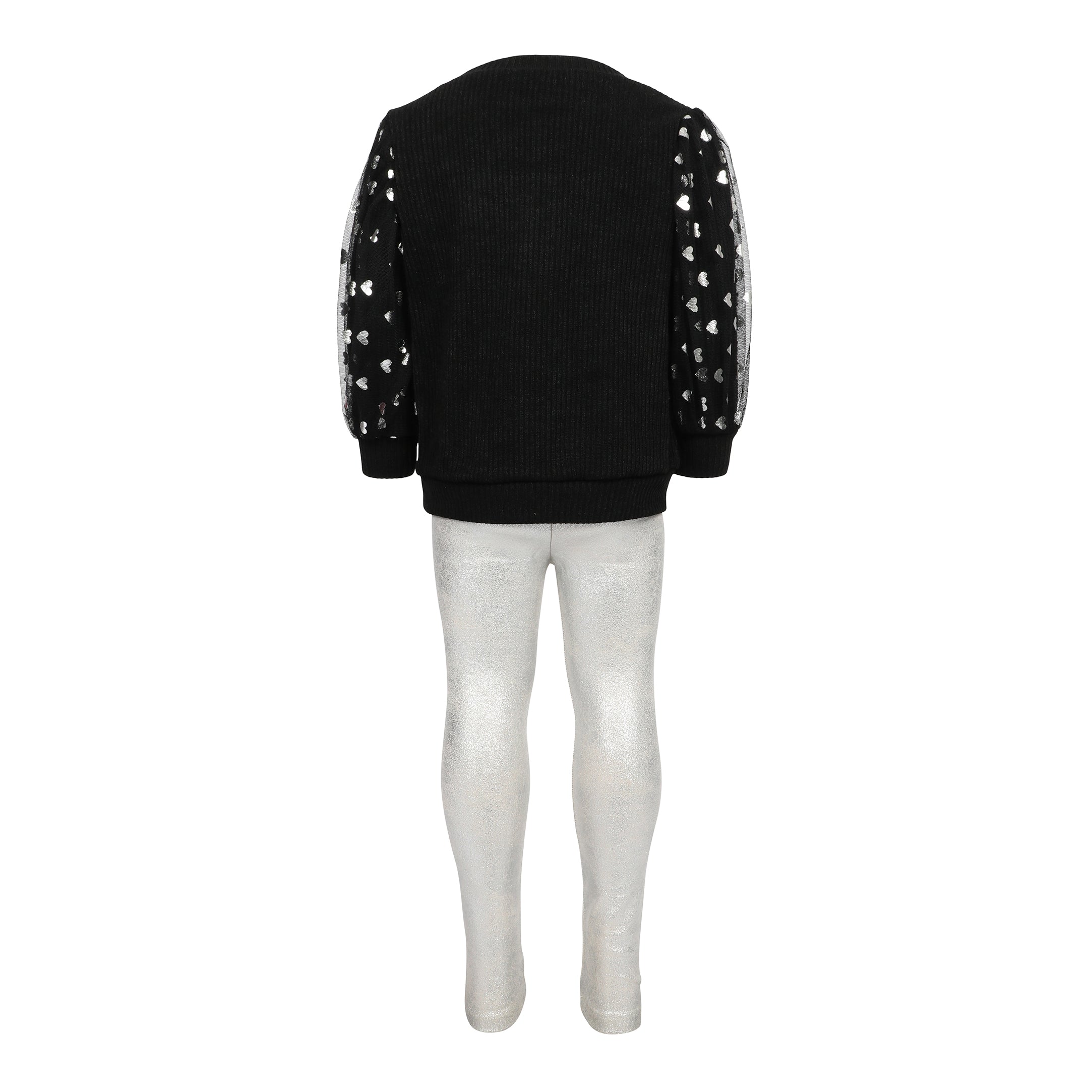 2pc Illusion Heart Top & Metallic Silver Legging - Denny's