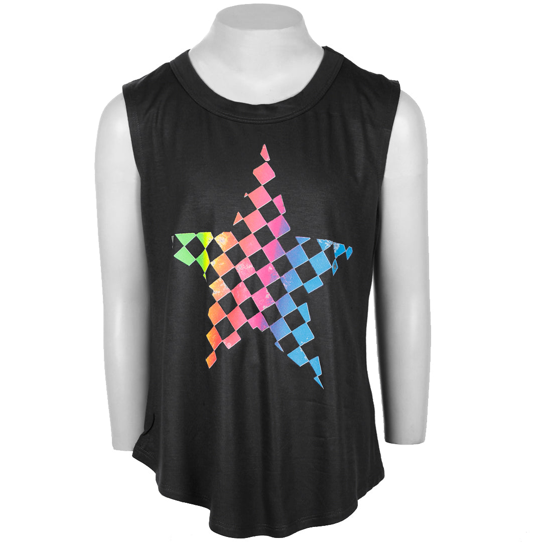 Clavical Cut Out Tank With Checker Star - Denny's