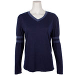 Long Sleeve V-Neck with Stripe on Sleeve - Denny's