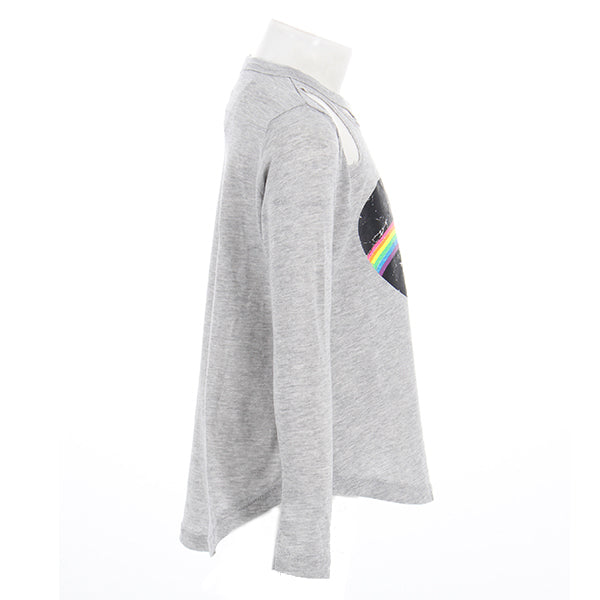Long Sleeve Top Slash Neck With Rainbow Heart - Denny's