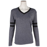 Long Sleeve V-Neck with Stripe on Sleeve - Denny's
