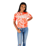 Short Sleeve Bleached Crop Tee with Block Logo - Denny's