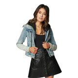 Casual Encounter Hooded Denim Jacket - Denny's