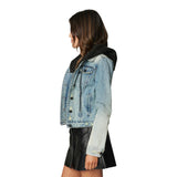 Casual Encounter Hooded Denim Jacket - Denny's