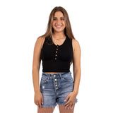Waffle Snap Henley Crop Tank - Denny's