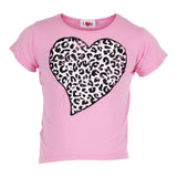 Short Sleeve Hi Lo Top w Black / White Leopard Heart - Denny's