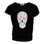 Short Sleeve Hi Lo Top Rock & Roll Skull with Heart Eyes - Denny's