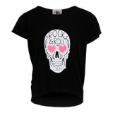 Short Sleeve Hi Lo Top Rock & Roll Skull with Heart Eyes - Denny's