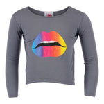 Long Sleeve Hi Low Top with Ombre Lip - Denny's
