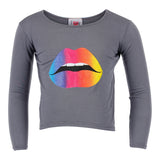 Long Sleeve Hi Low Top with Ombre Lip - Denny's