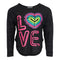 Long Sleeve Rounded Bottom Top with Neon Love - Denny's