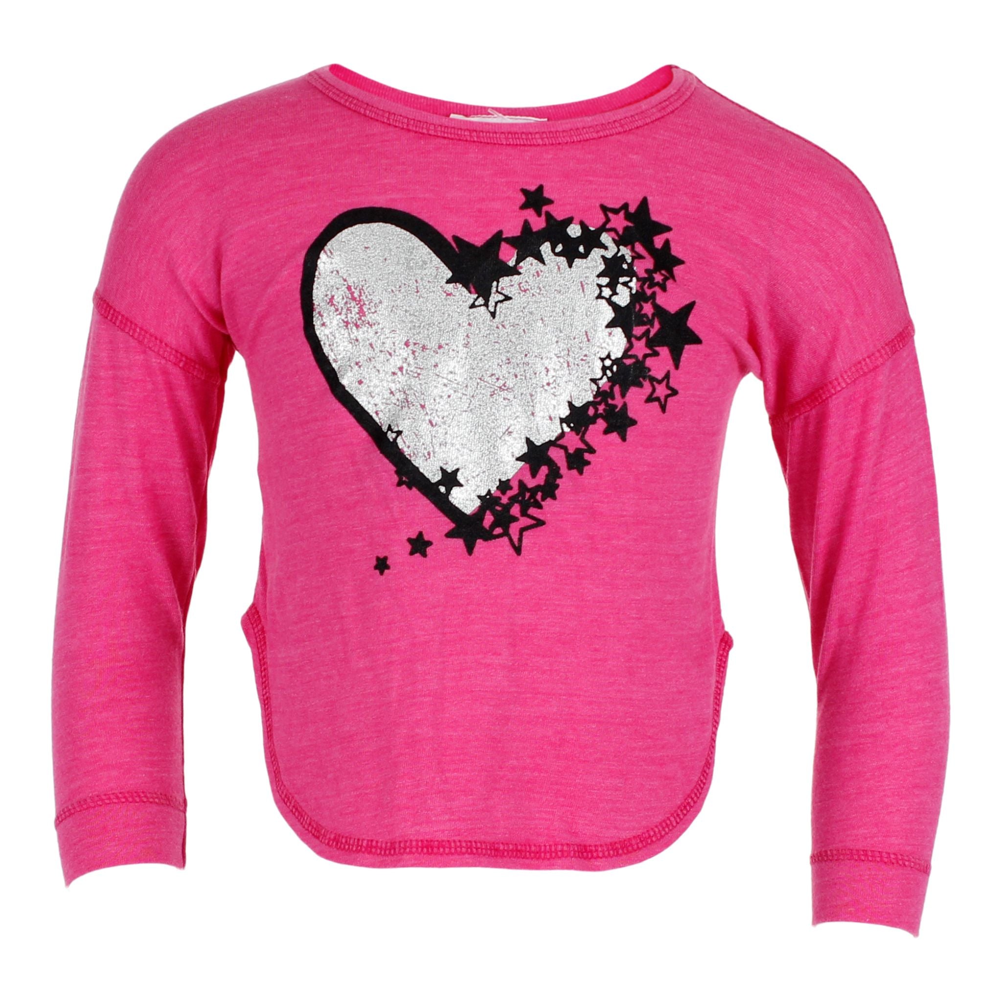 Long Sleeve Round Bottom Top with Heart with Stars - Denny's