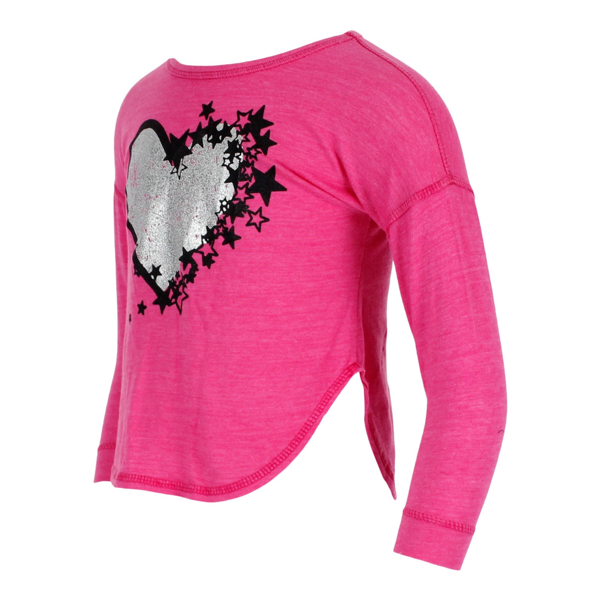 Long Sleeve Round Bottom Top with Heart with Stars - Denny's