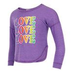 Long Sleeve Round Bottom Top with Love Love Love - Denny's