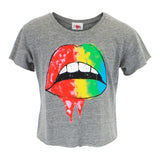 Short Sleeve Top with Ombre Lips - Denny's