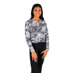 Long Sleeve Raw Edge Camo Crop Top - Denny's