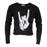 Long Sleeve Crop Crew with Rock Hand - Denny's