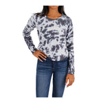 Long Sleeve Black Crush Tie Dye Crop Crew - Denny's