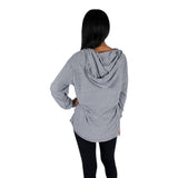 Long Sleeve Hooded Hi Low Top with Black Lip - Denny's