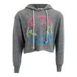 Long Sleeve Cropped Hoody with Smiley Face - Denny's