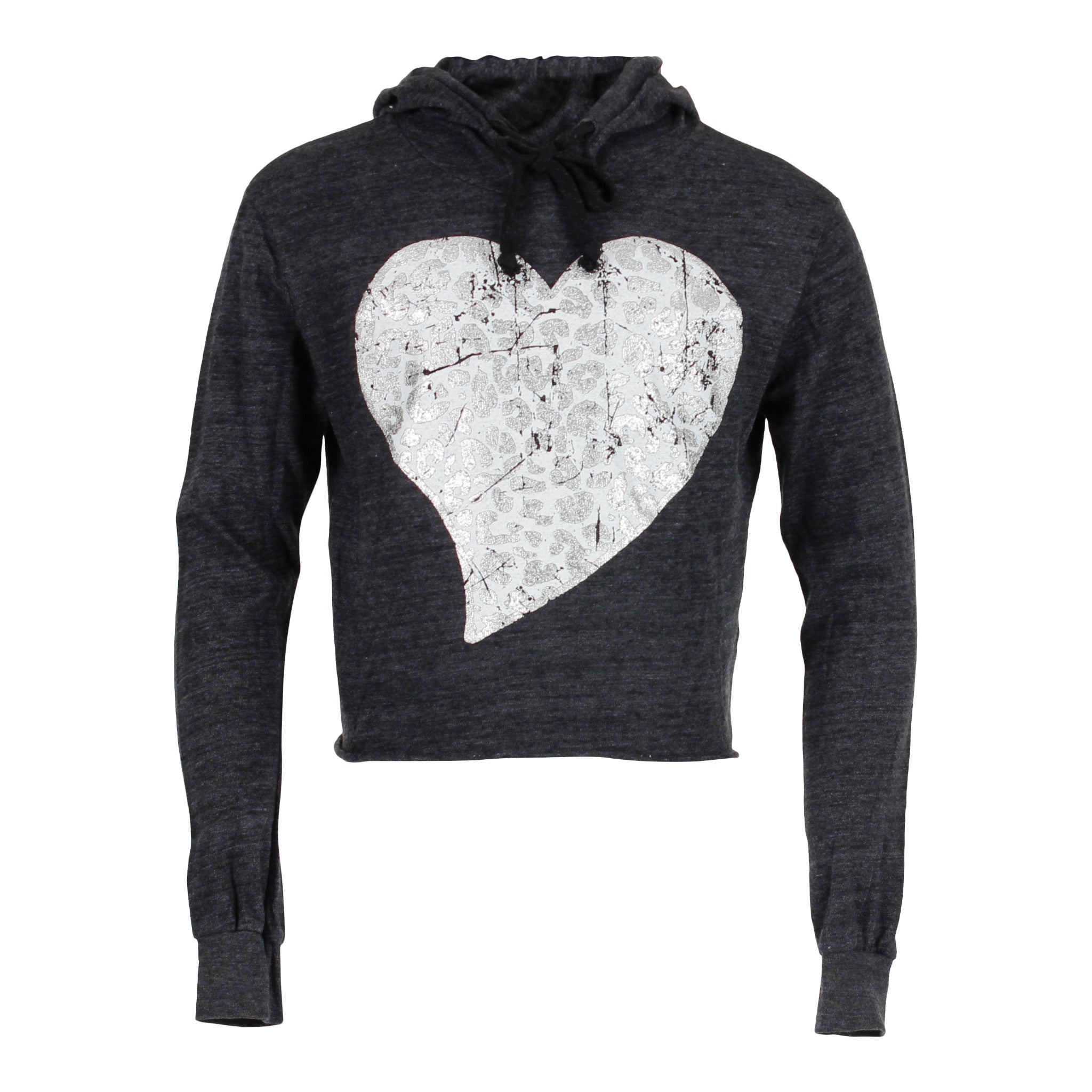Long Sleeve Hi Low Leopard Heart Hoodie - Denny's