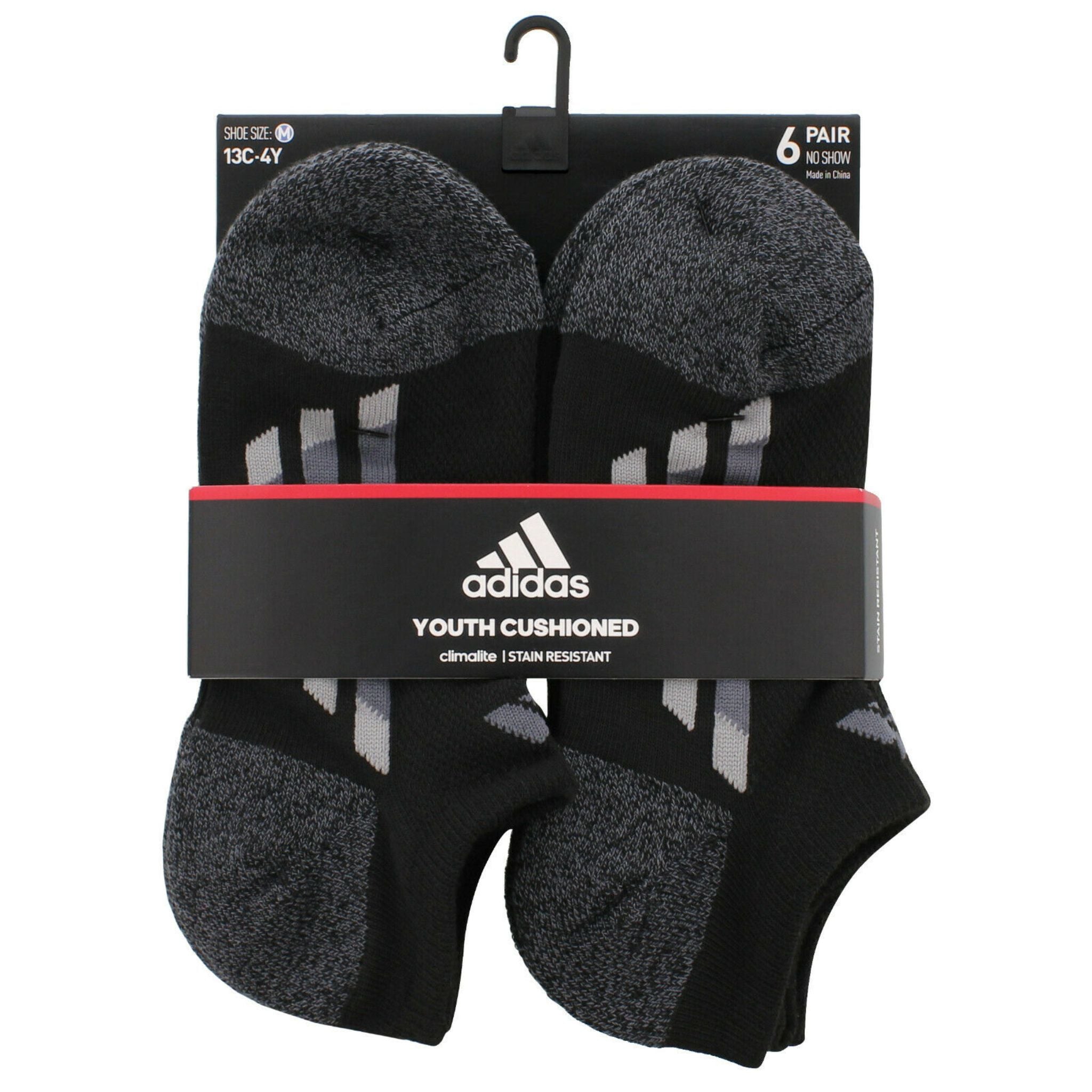 Boy 6pk Large No Show socks Shoe Size - 3Y-9 - Denny's