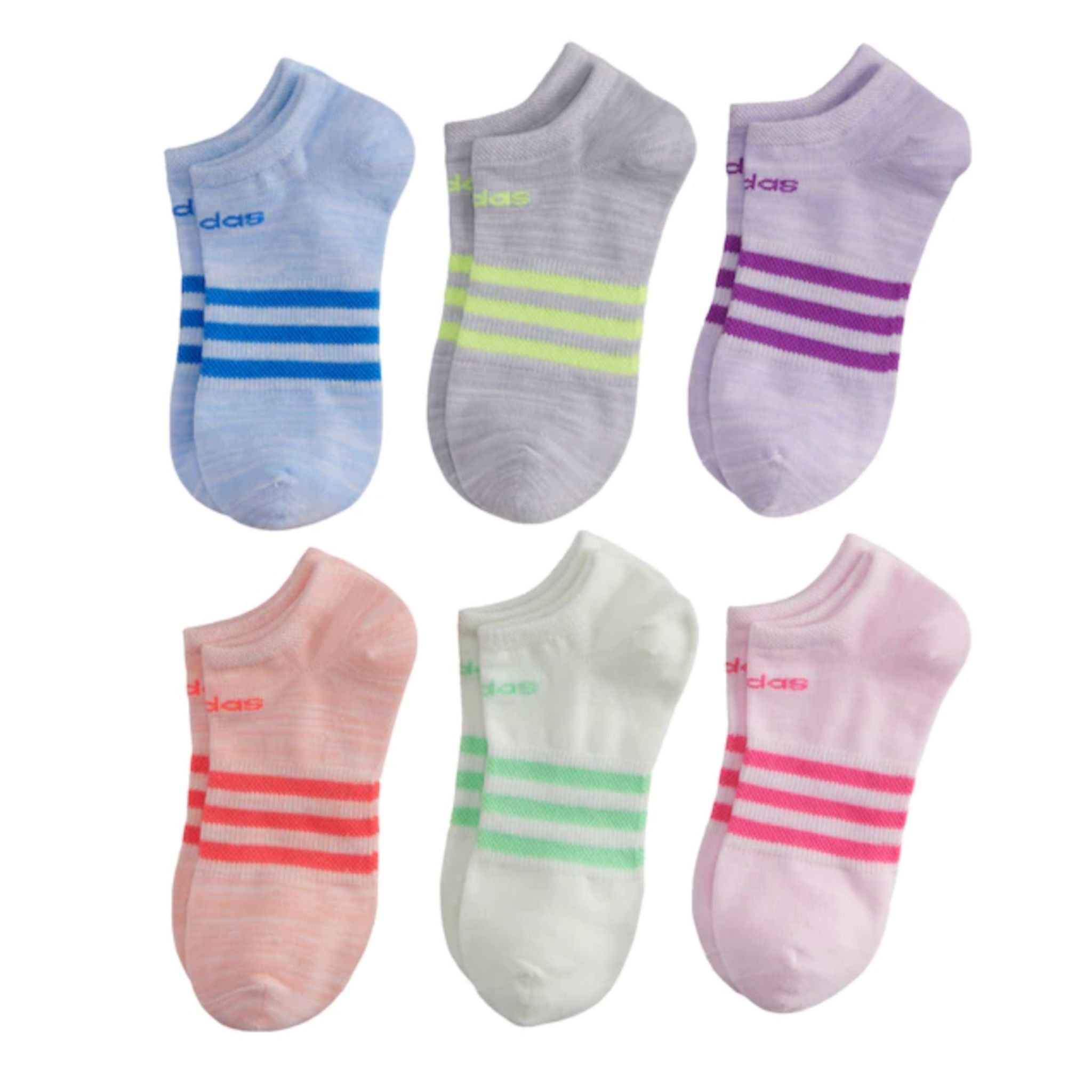 Girls S 6pk No Show socks Shoe Size 9C-1Y - Denny's